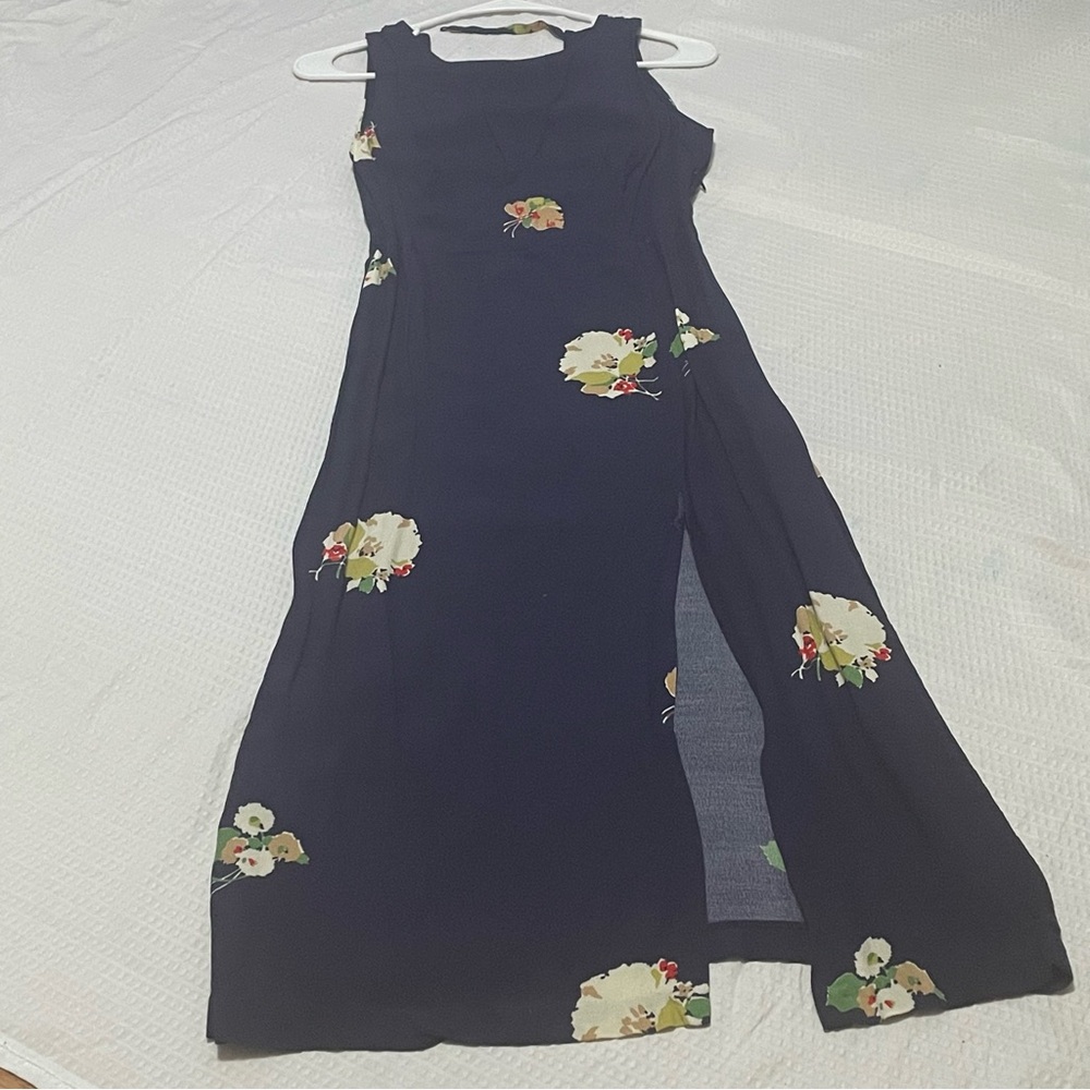 Elegant Floral Navy Maxi Dress